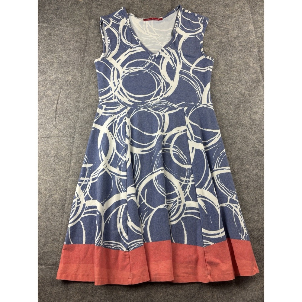 Krimson Klover Dress Womens M Blue A Line Abstract Short Sleeve Knit Casual Knit